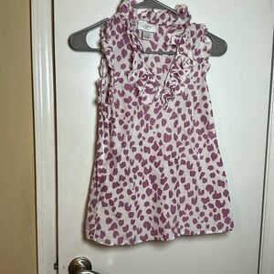 Ann Taylor loft white and purple blouse